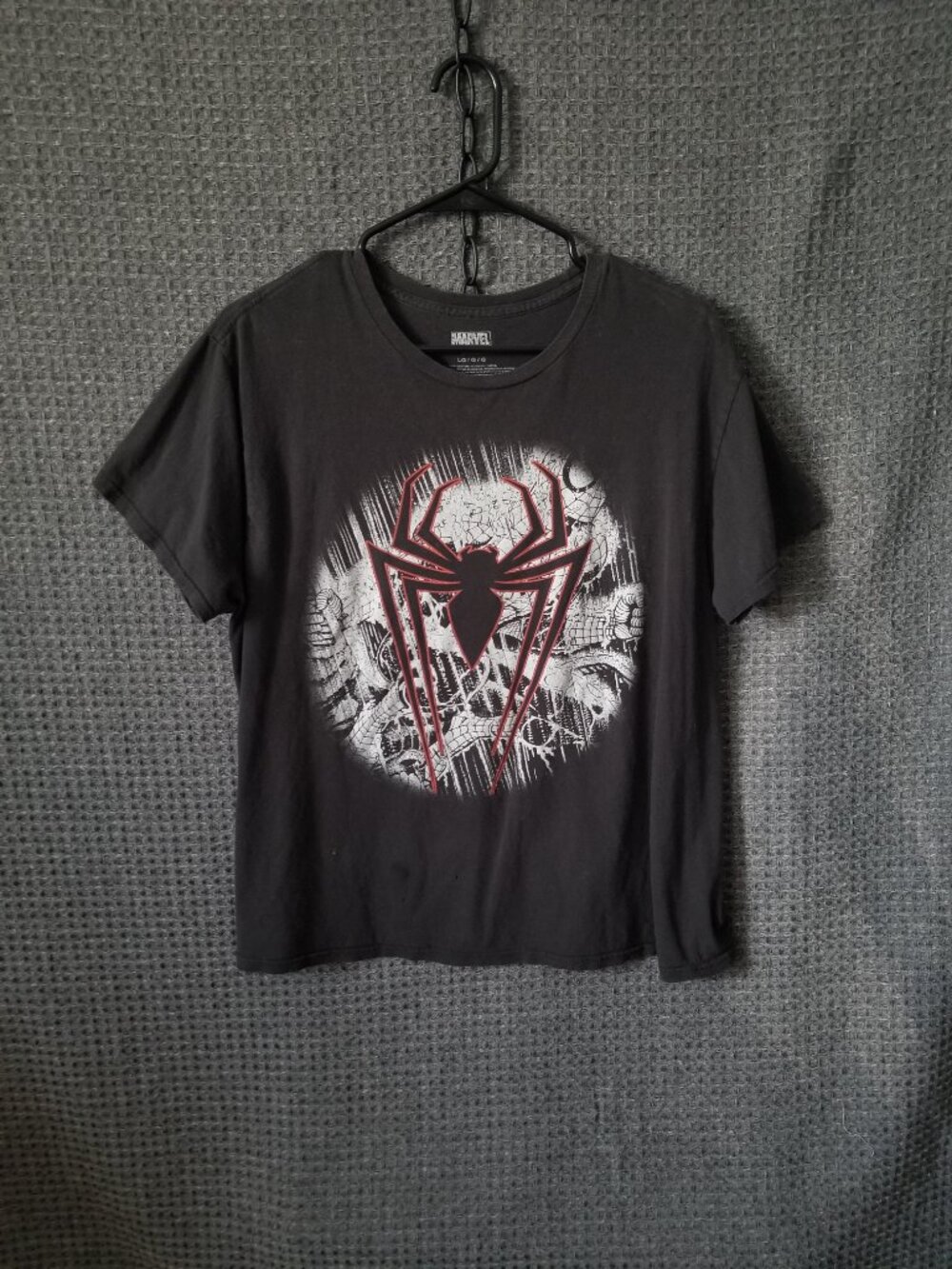 Marvel Comics Black T Shirt Spiderman Graphic Logo Large